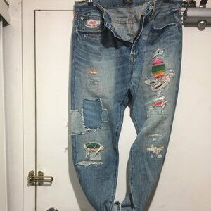 POLO SULLIVAN DISTRESSED SLIM FIT JEANS SIZE 34 X 30